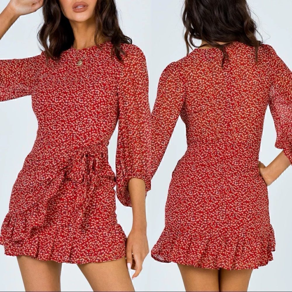 Princess Polly Long Sleeve Wrap Dress